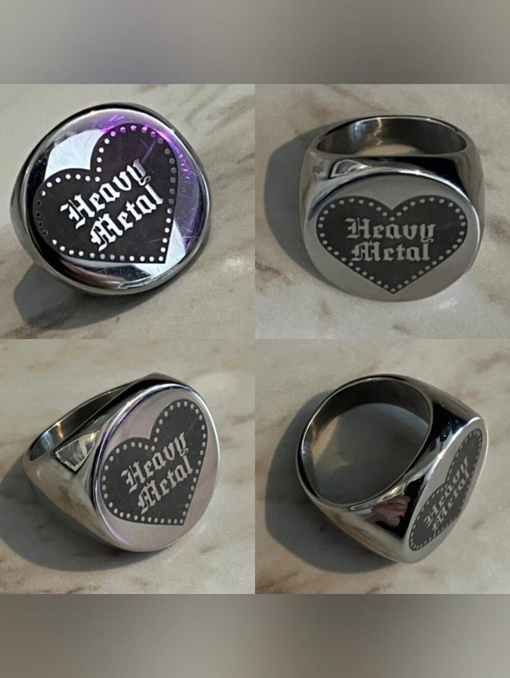 🖤Reserved For Horrorcunt🖤 Vtg Carousel Silver Heavy Metal Heart Graphics - Picture 6 of 17